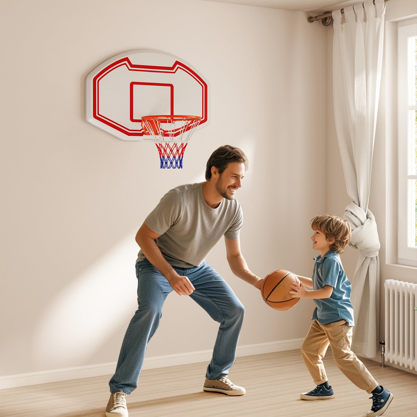 Large Wall Mounted Basketball Hoop with Shatter-proof Backboard