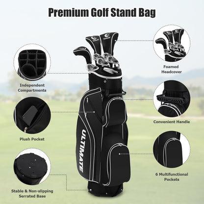 10 Pieces Womens Complete Golf Club Set with Alloy Driver Black