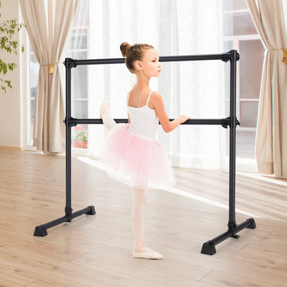 4 Feet Double Ballet Barre Bar with Adjustable Height-Black